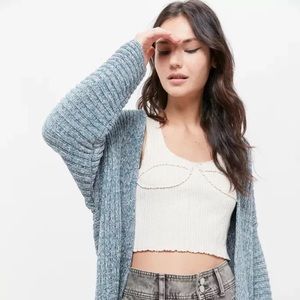 Urban Outfitters Leo Ribbed Cardigan Sky Blue